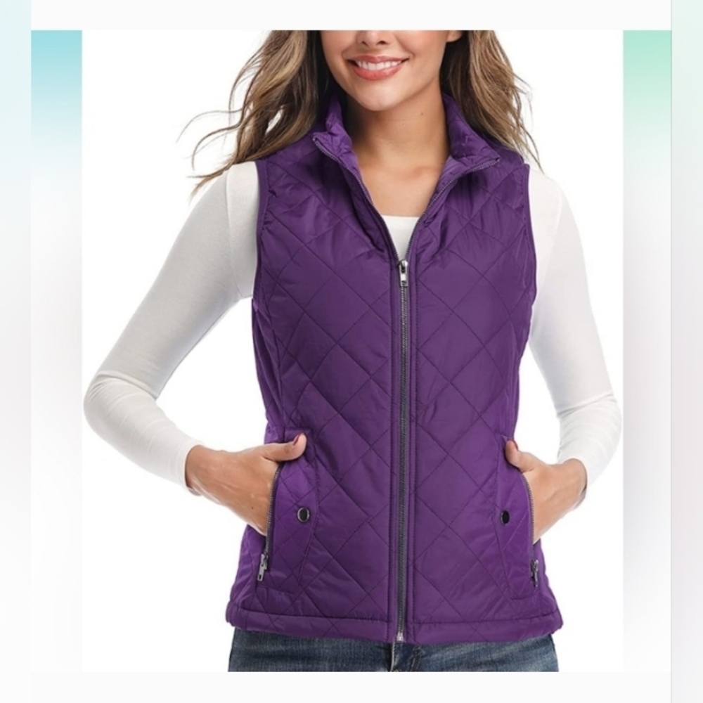 Allegra KStand Collar Lightweight Gilet Quilted Zipper Vest